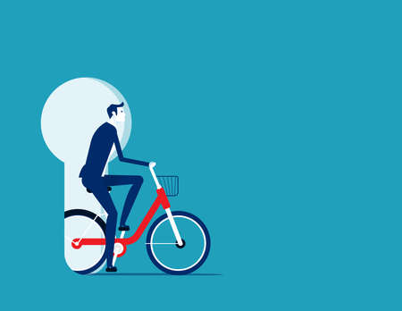 Businessman riding bicycle to success. Exercise conceptのイラスト素材