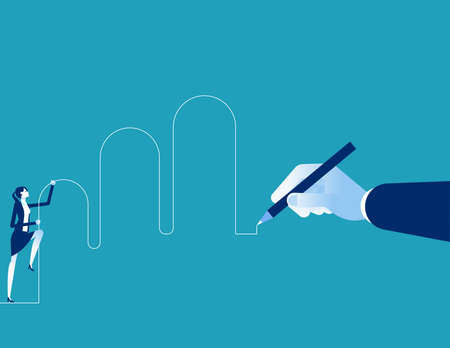 Drawing hand with going up business partner. A Helping handのイラスト素材