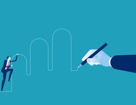 Drawing hand with going up business partner. A Helping handのイラスト素材