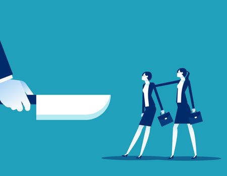 Scapegoat. Pushed friends to pick up the knife instead. Betrayal of colleaguesのイラスト素材