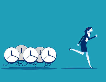Clocks pursuing after business people. Time conceptのイラスト素材
