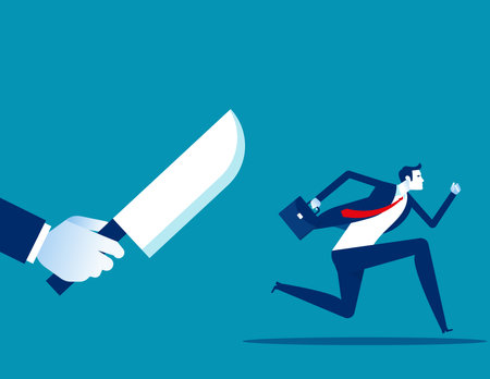 Businessman being chased by a knife. Dangerのイラスト素材