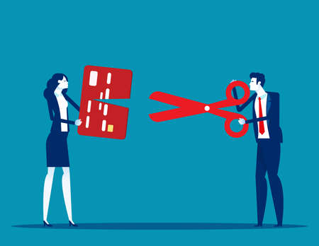 Scissors cutting credit. Business free from debt conceptのイラスト素材