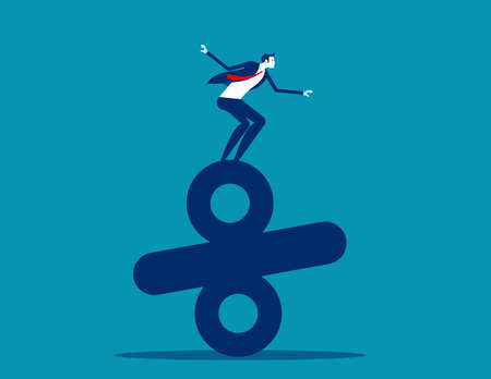 Businessman standing on top of percentage. Business balance conceptのイラスト素材