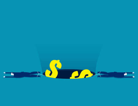 The hole attracts the money of the business peopleのイラスト素材