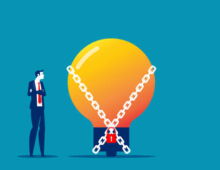Chained idea metaphor of creative. Looking for bulb lockのイラスト素材