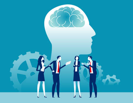 Mind development oriented with team developer with modern flat styleのイラスト素材