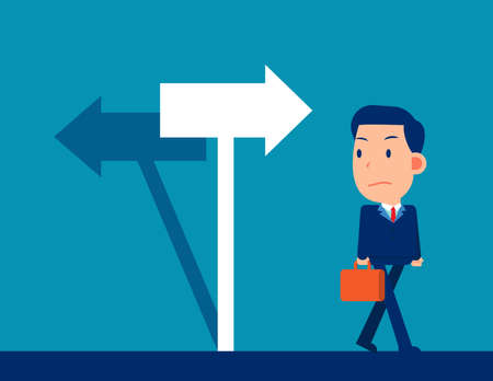 The arrow shadow in opposite direction. Confused with the direction of the arrow signのイラスト素材