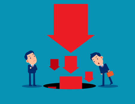 Looking at the arrow symbol falling. Business vector styleのイラスト素材