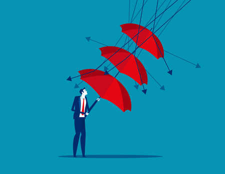 A businessman reflect low graph with umbrellaのイラスト素材