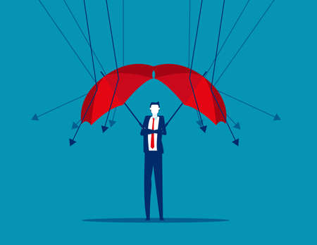 A businessman reflect low graph with umbrellaのイラスト素材