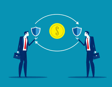 Peer to peer insurance model. P2P digital insurers serviceのイラスト素材