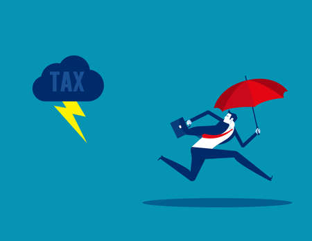 Businessman running away from tax. Tax avoidanceのイラスト素材