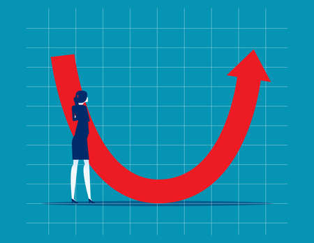 Businesswoman professional analyse world economic. U shape economic recoveryのイラスト素材