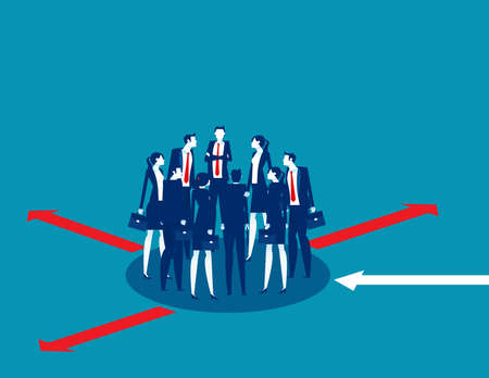 Group of business people meeting and direction arrowsのイラスト素材