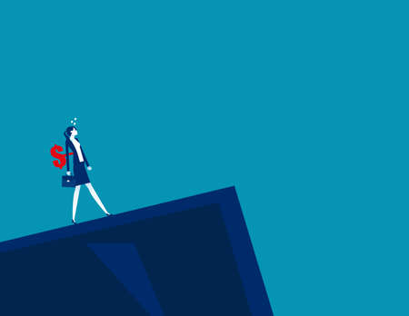 Business with dollar sign on back is going to fall to the abyssのイラスト素材