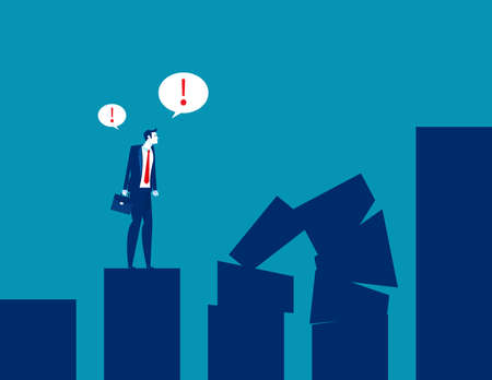 Businessman looking the broken bar chart. Business crisis conceptのイラスト素材