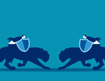 Business riding on tiger animal and fightingのイラスト素材