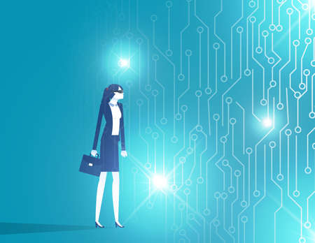 Business virtual reality world. Futuristic development investmentのイラスト素材