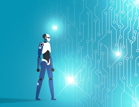 Robot virtual reality world. Futuristic development investmentのイラスト素材