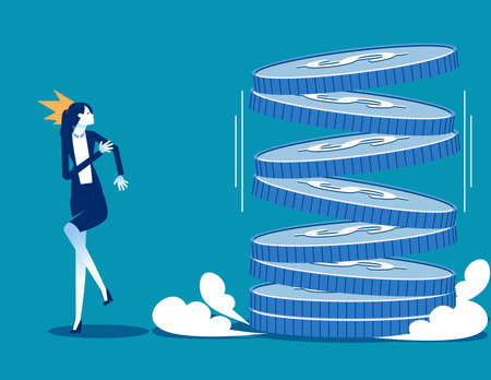 The huge coin falls and the business person startledのイラスト素材