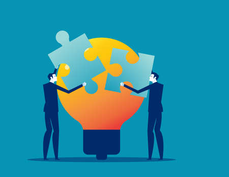 Business team mutual assistance. People brainstorming conceptのイラスト素材