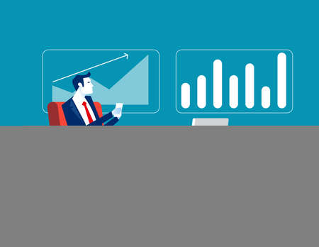 Comfortable at home working on the financial business. Business cartoon styleのイラスト素材