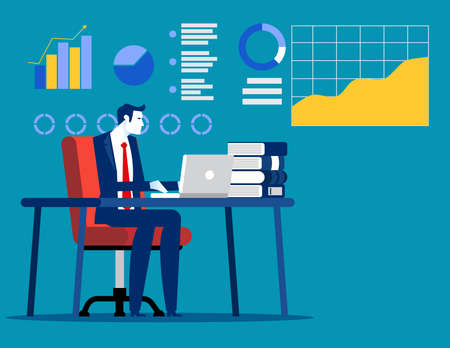 Business working on the table. Financial research conceptのイラスト素材