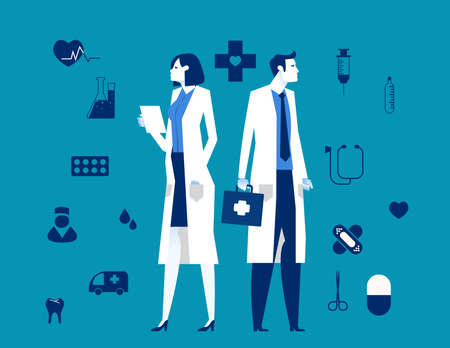 Doctor character style design. Flat cartoon vector illustrationのイラスト素材