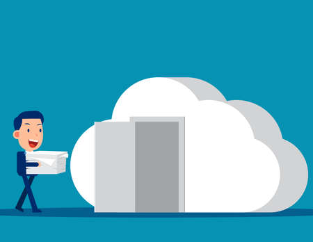 Business person stuff in cloudy shaped room.Business vector illustrationのイラスト素材