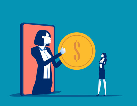 Bank evaluate characters for credit. Business cartoon vector illustrationのイラスト素材