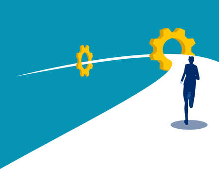 Business character run to goal. Business vector illustrationのイラスト素材
