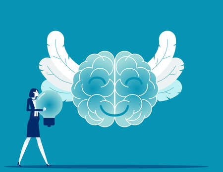 Happy thought power to health improvement. Positive thinking vector illustrationのイラスト素材