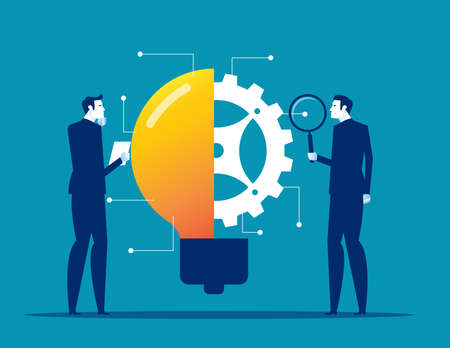 Imagination vision analysis and intervention research. Business innovation vector illustrationのイラスト素材
