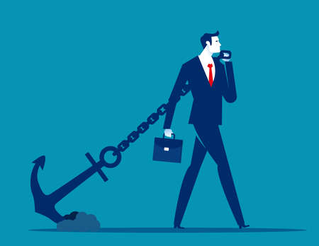 Business man pulling or dragging. Business vector illustration conceptのイラスト素材