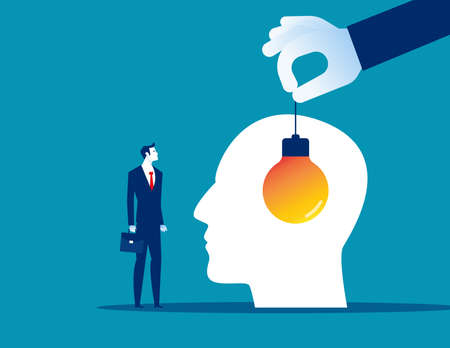 Idea growth using guidance and coaching to implement in employee head. Business vector illustrationのイラスト素材