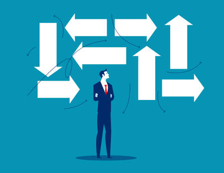 Confusion about options and directions. Uncertainty business vector illustration