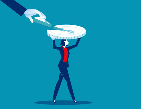 Business partnership and marketing share. Money slice conceptのイラスト素材