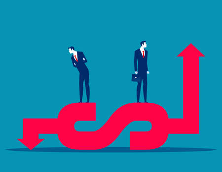 Recession and uptrend dollar sign. Business vector illustrationのイラスト素材