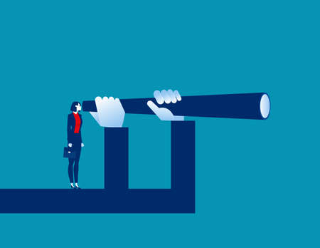 Business person on the giant's arm to look into the distanceのイラスト素材