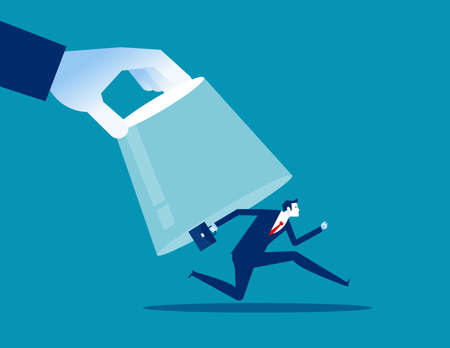 Businessman is buckled inside the glass bottle. Catch business person conceptのイラスト素材