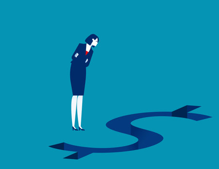 Businesswoman looking at trap with money. Business incentive trap vector illustrationのイラスト素材