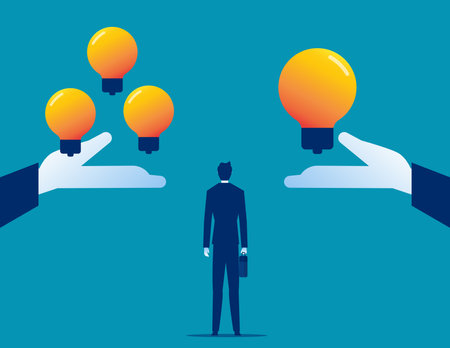 Business person a choice big idea vs many small . Business decisions vector illustrationのイラスト素材