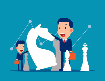 Business team with strategy and return on investment. Flat of investing plansのイラスト素材