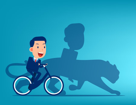 A businessman hiding the shadow of a tiger. Tiger of businessのイラスト素材