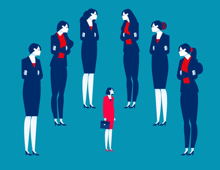 Business managers examine a small business person. Business authority vector illustrationのイラスト素材