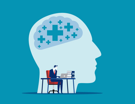 Employee positive thinking. Business attitude vector illustration conceptのイラスト素材