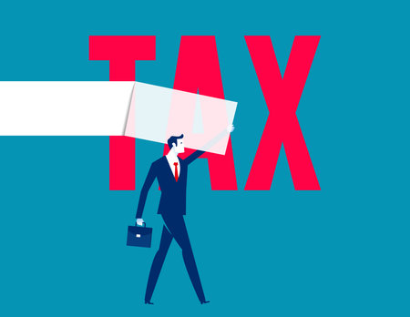 Businessman teared tax word. Business finance and profit vectorのイラスト素材