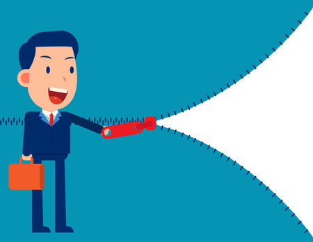 Businessman pulling a rope. Vector illustration in a flat style.のイラスト素材