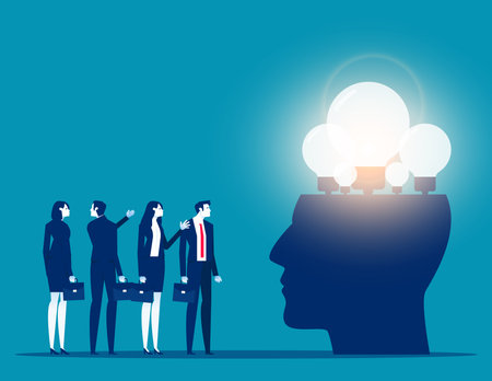 Brainstorming concept. Business people are thinking about ideas. Vector illustrationのイラスト素材